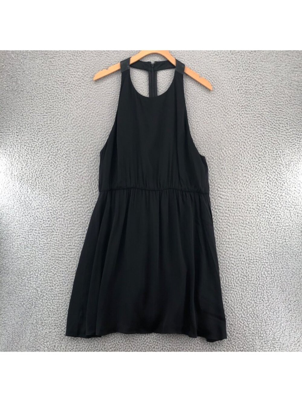 Alice + Olivia Dress Women Large Black Silk Blend T Back Sleeveless Blouson Mini
